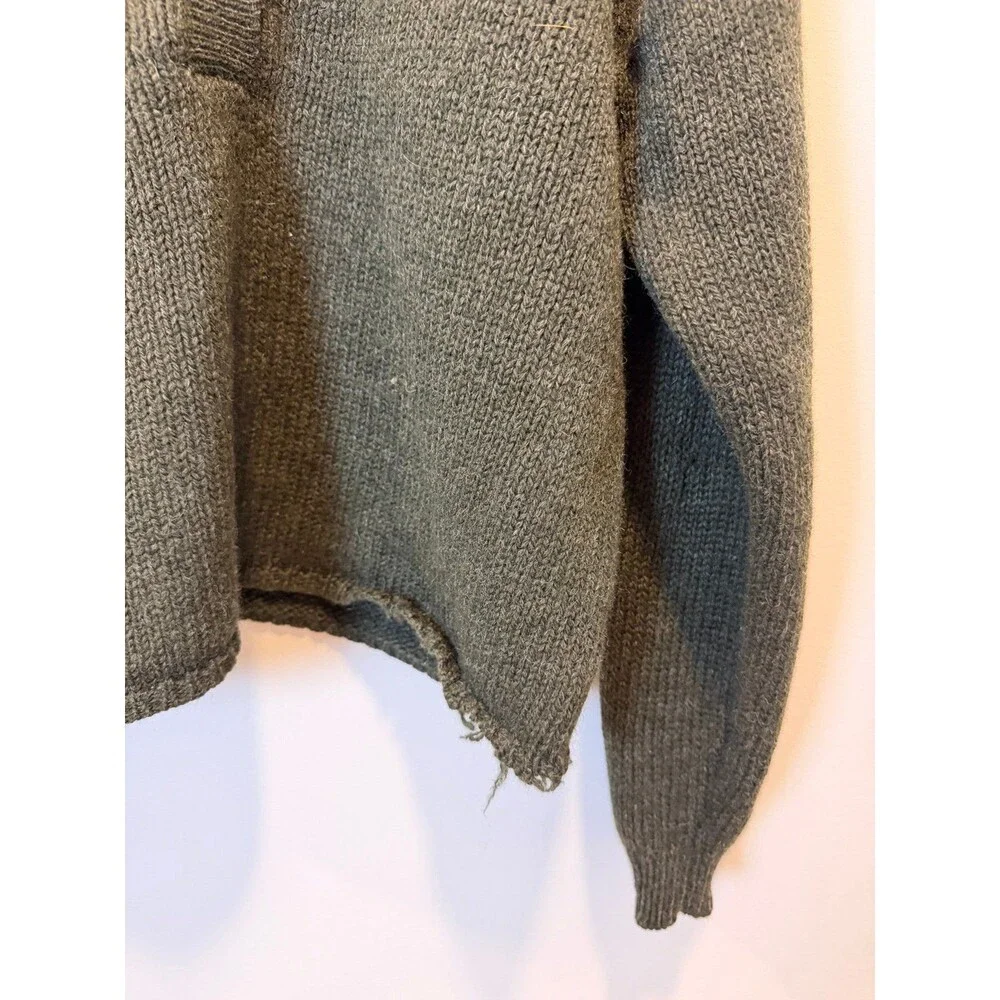 Vintage J.Crew 100% Shetland Wool Collared Henley Sweater Olive Green L